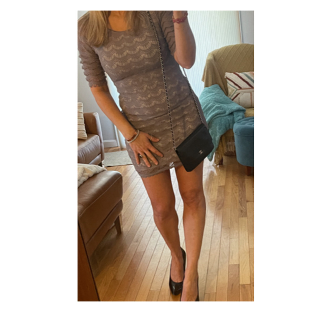 Free People Lace Mini Dress.  open back, scallop lace. XS